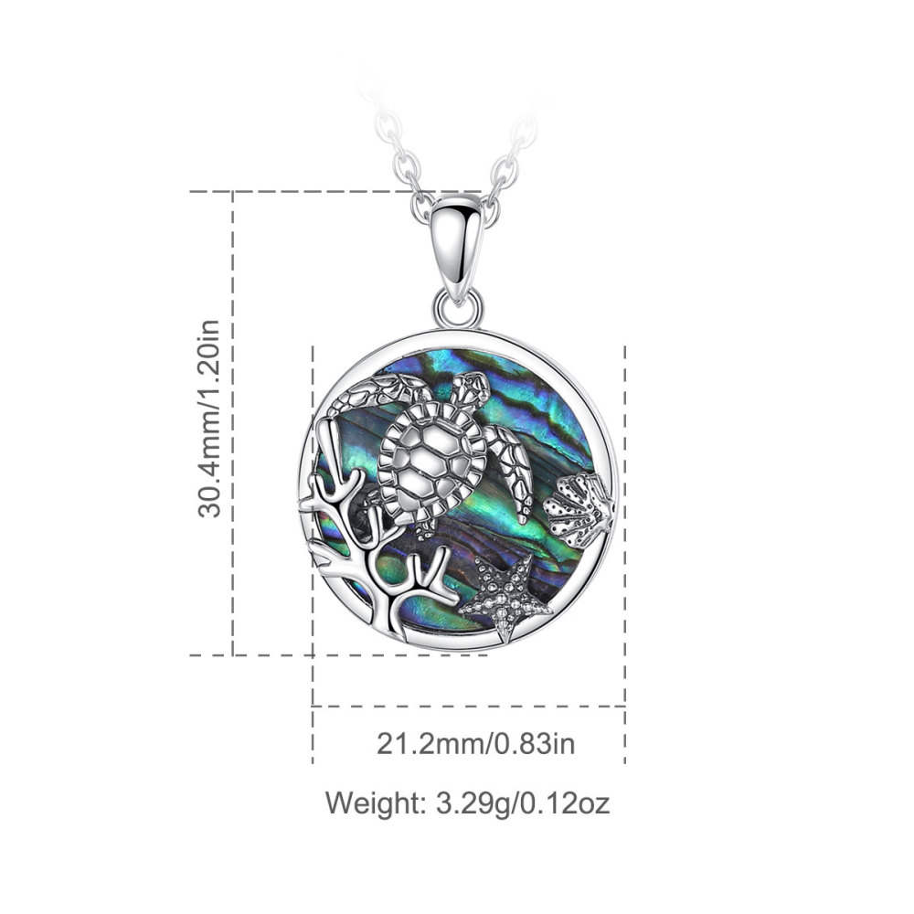 925 Sterling Silver Ocean Elements Sea Turtle Pendant with Abalone Shell