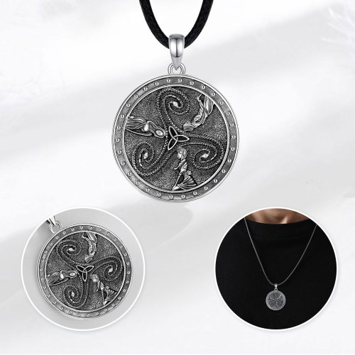 925 Sterling Silver Wiccan Protection Triple Moon Goddess Pendant