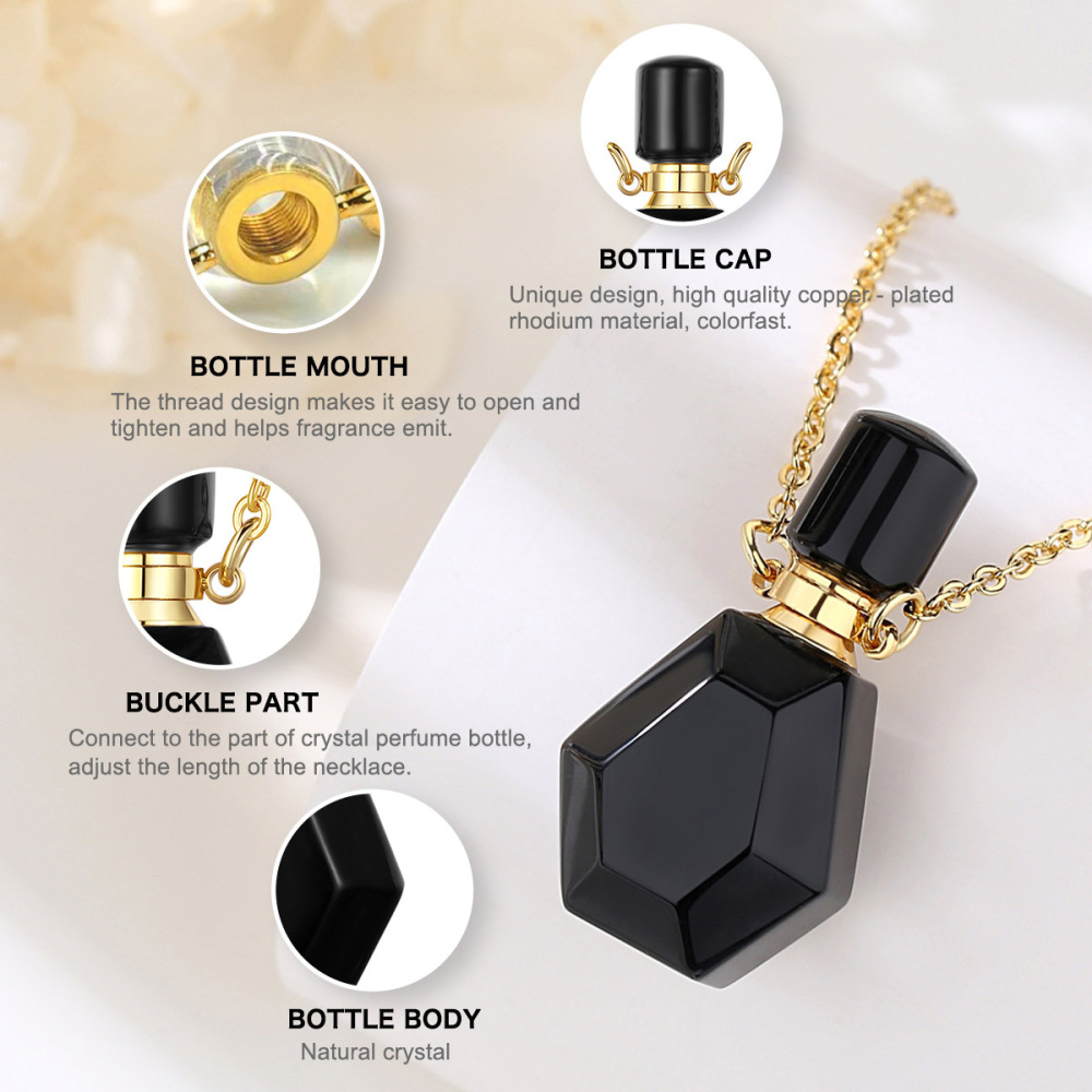 Crystal Energy Obsidian Perfume Bottle Pendant Necklace