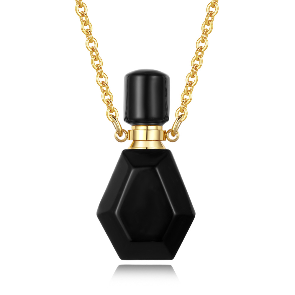Crystal Energy Obsidian Perfume Bottle Pendant Necklace