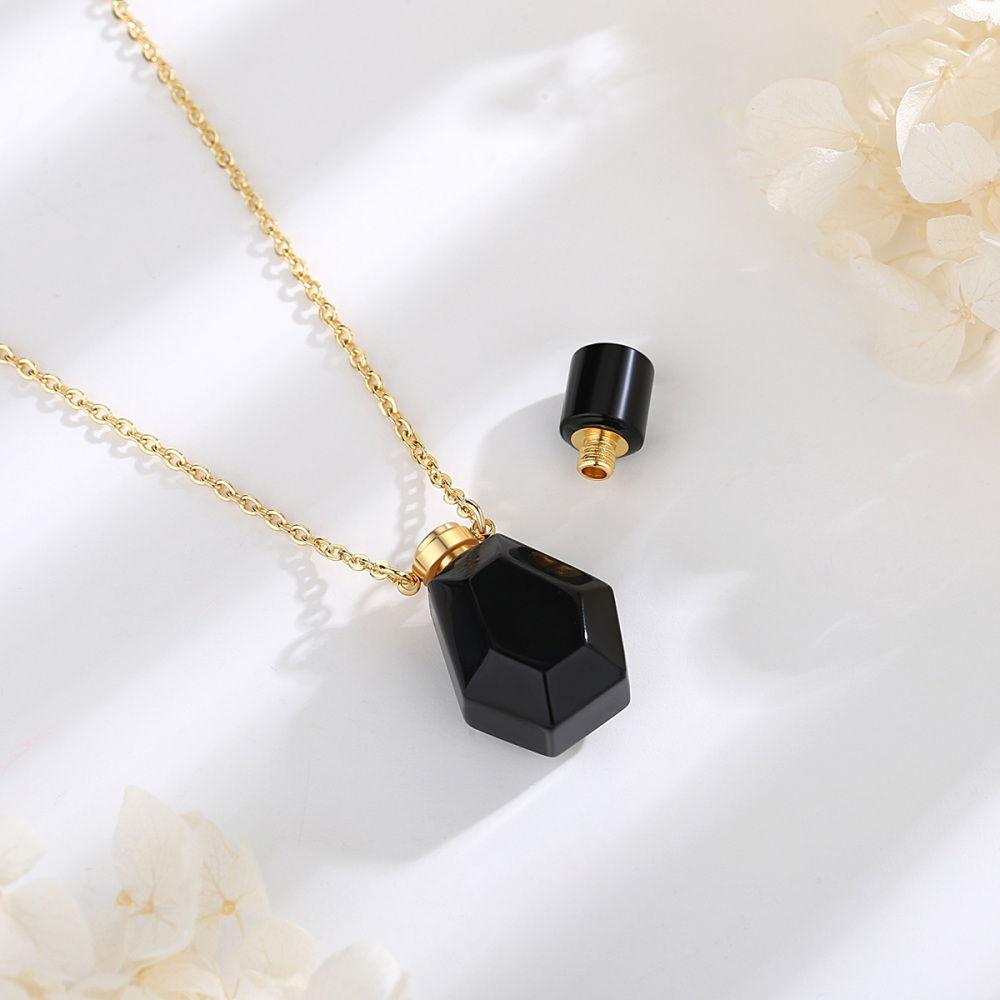 Crystal Energy Obsidian Perfume Bottle Pendant Necklace