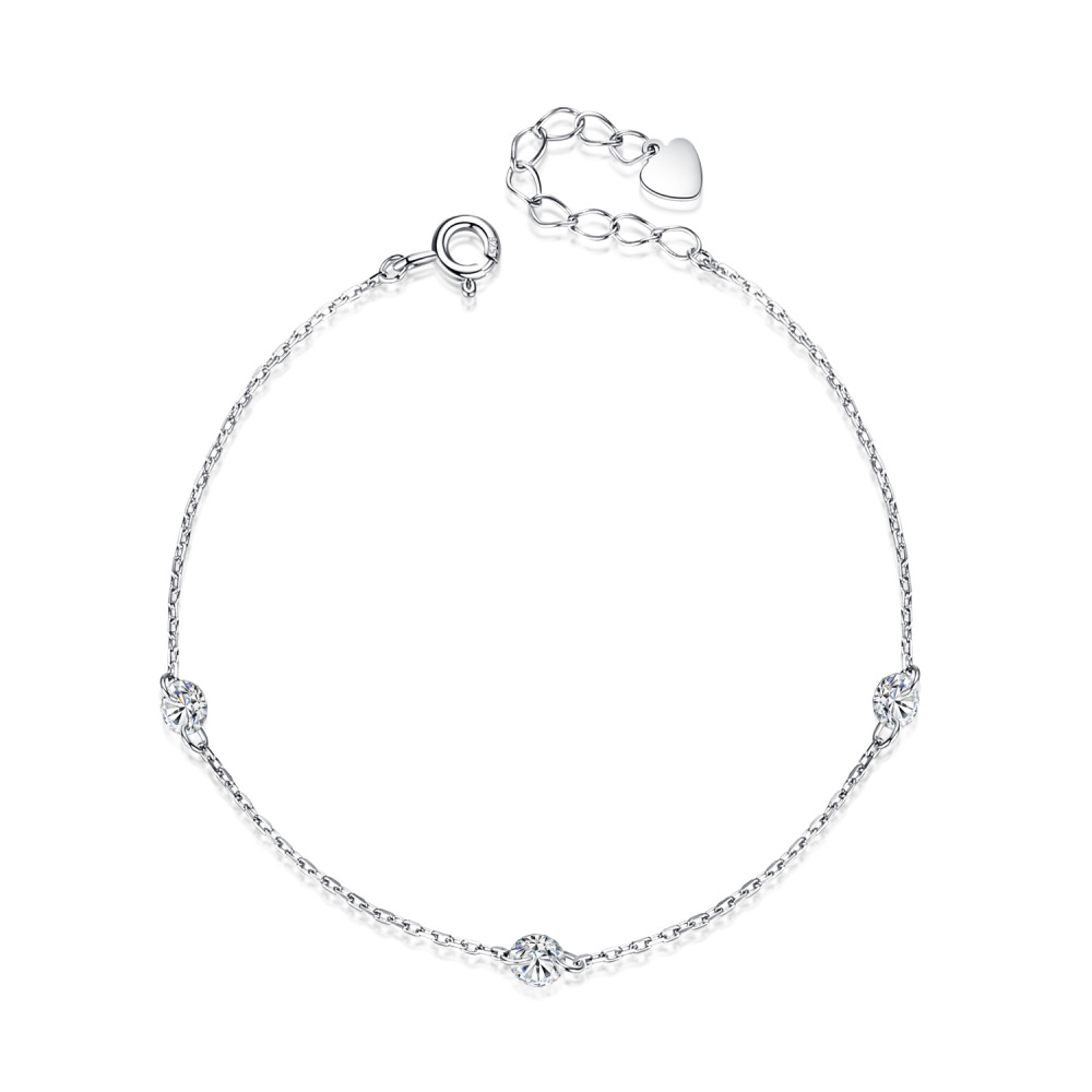 Minimalist 925 Sterling Silver Bracelet with Cubic Zirconia