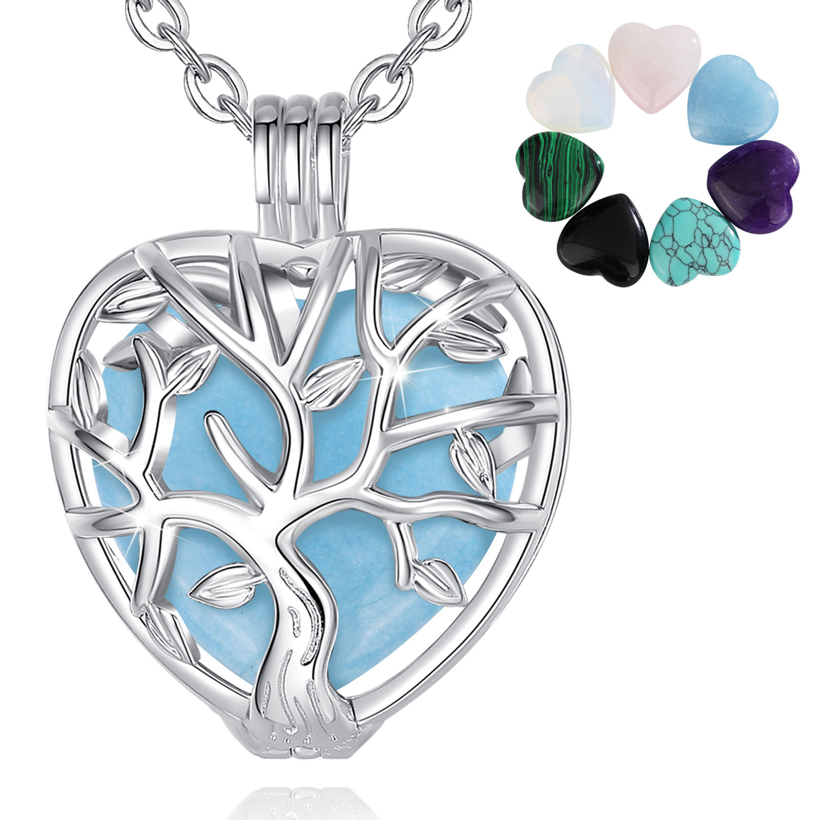Tree of Life Necklace with Openable Cage Pendant – Includes Heart