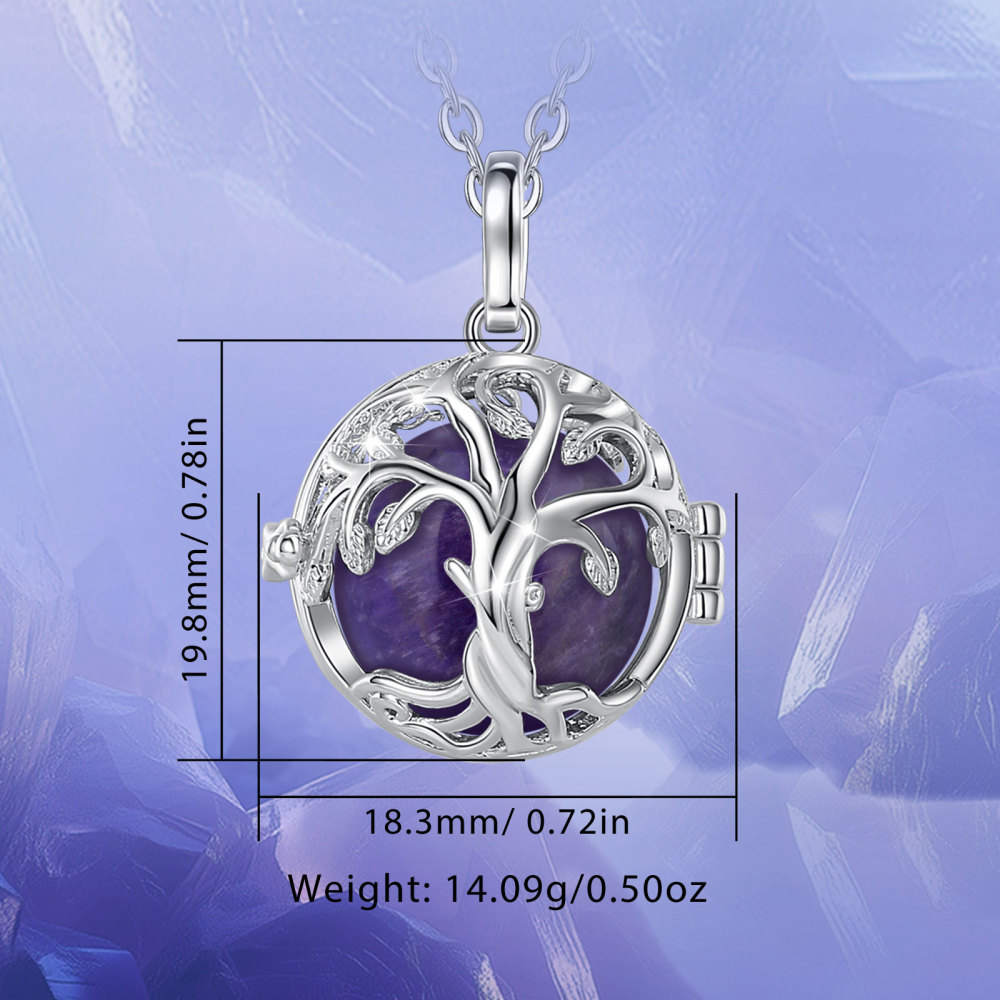 Silver-Plated Copper Necklace with Openable Gemstone Locket