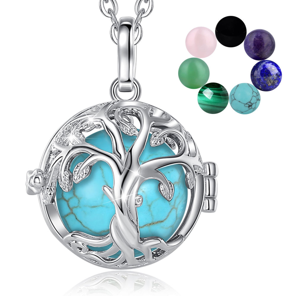 Silver-Plated Copper Necklace with Openable Gemstone Locket
