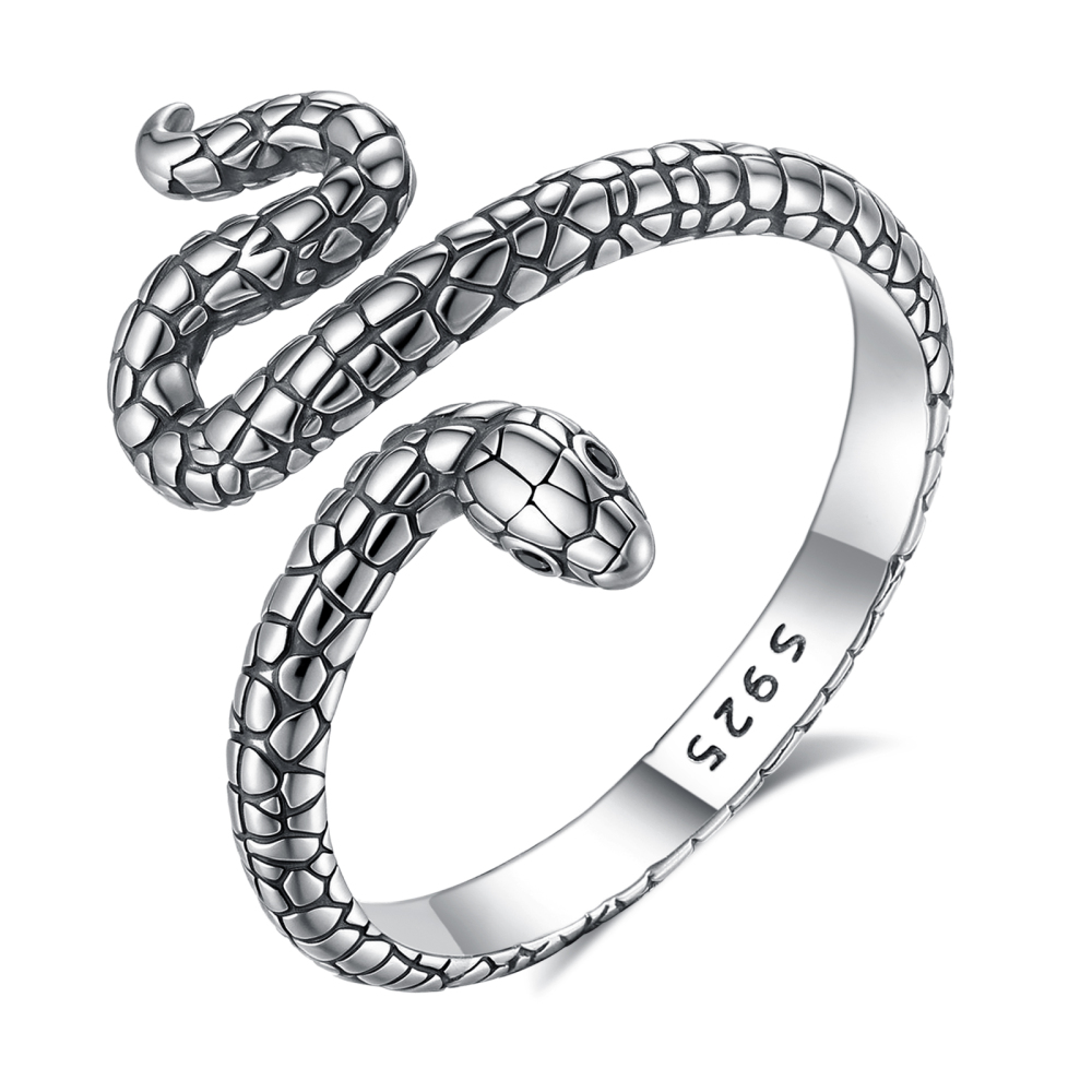 Adjustable Serpent Design 925 Sterling Silver Snake Ring