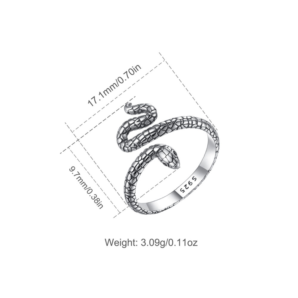 Adjustable Serpent Design 925 Sterling Silver Snake Ring