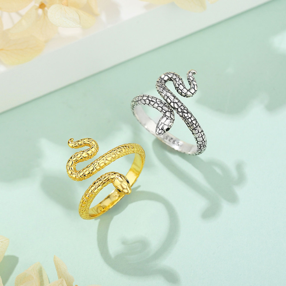 Adjustable Serpent Design 925 Sterling Silver Snake Ring