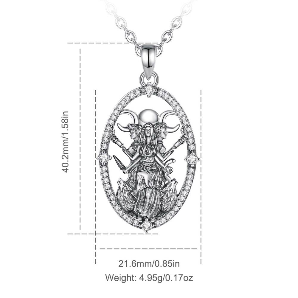 925 Sterling Silver Moon Goddess Hecate Amulet Pendant