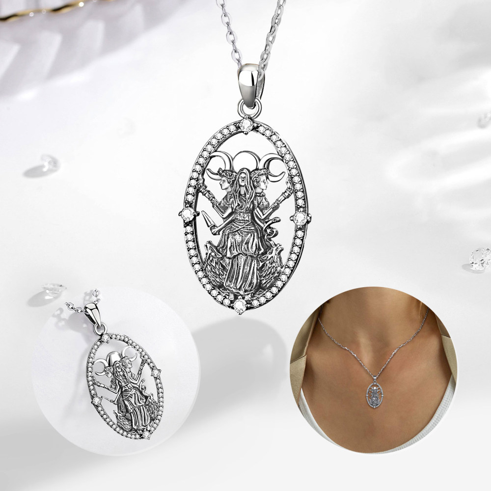 925 Sterling Silver Moon Goddess Hecate Amulet Pendant