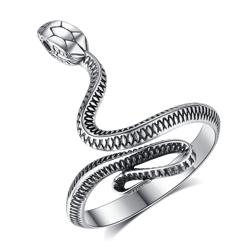 Bold Symbolic Jewelry 925 Sterling Silver Snake Ring