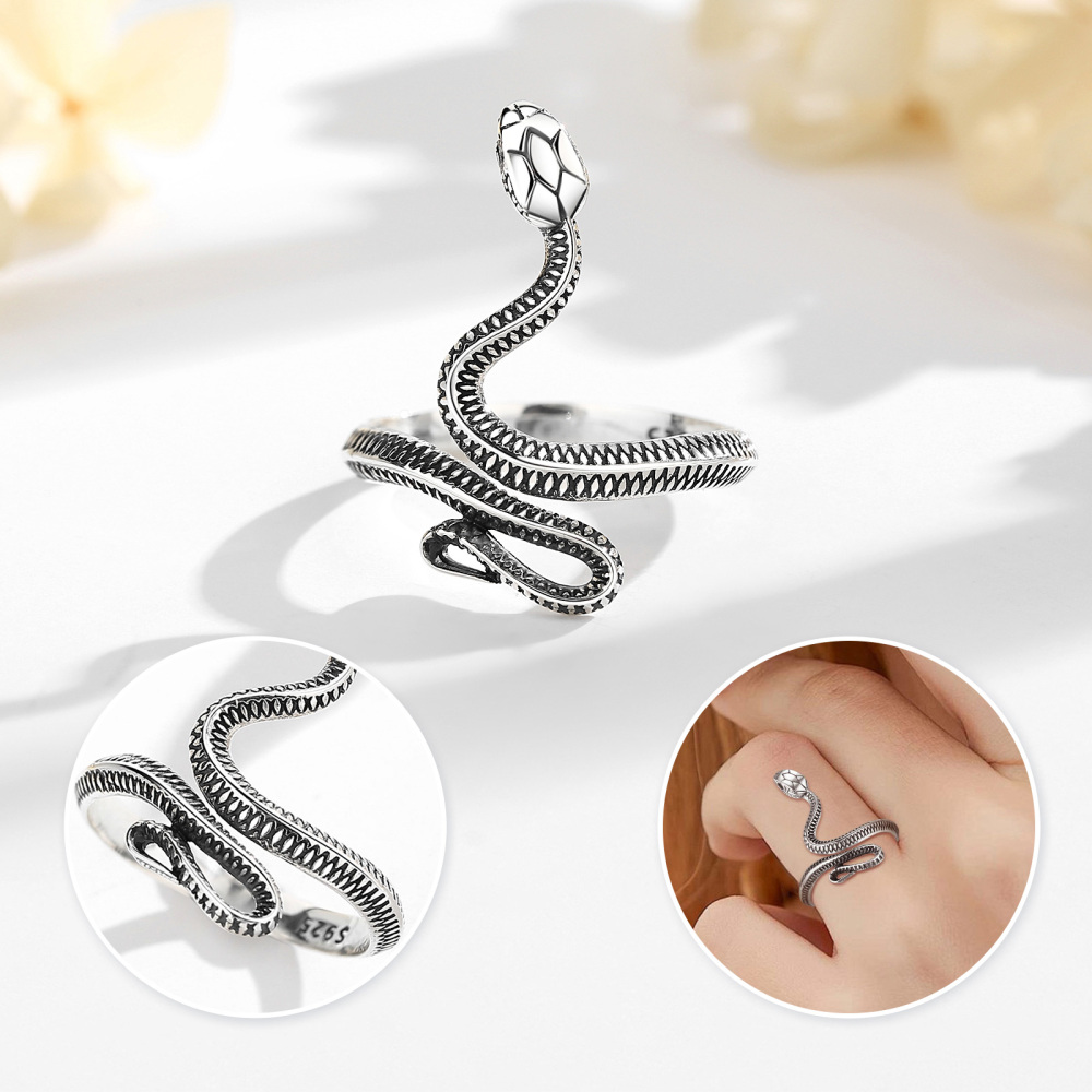 Bold Symbolic Jewelry 925 Sterling Silver Snake Ring