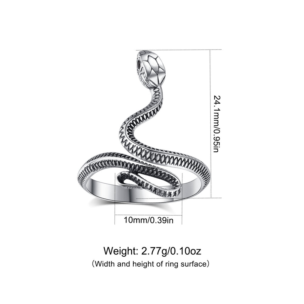 Bold Symbolic Jewelry 925 Sterling Silver Snake Ring