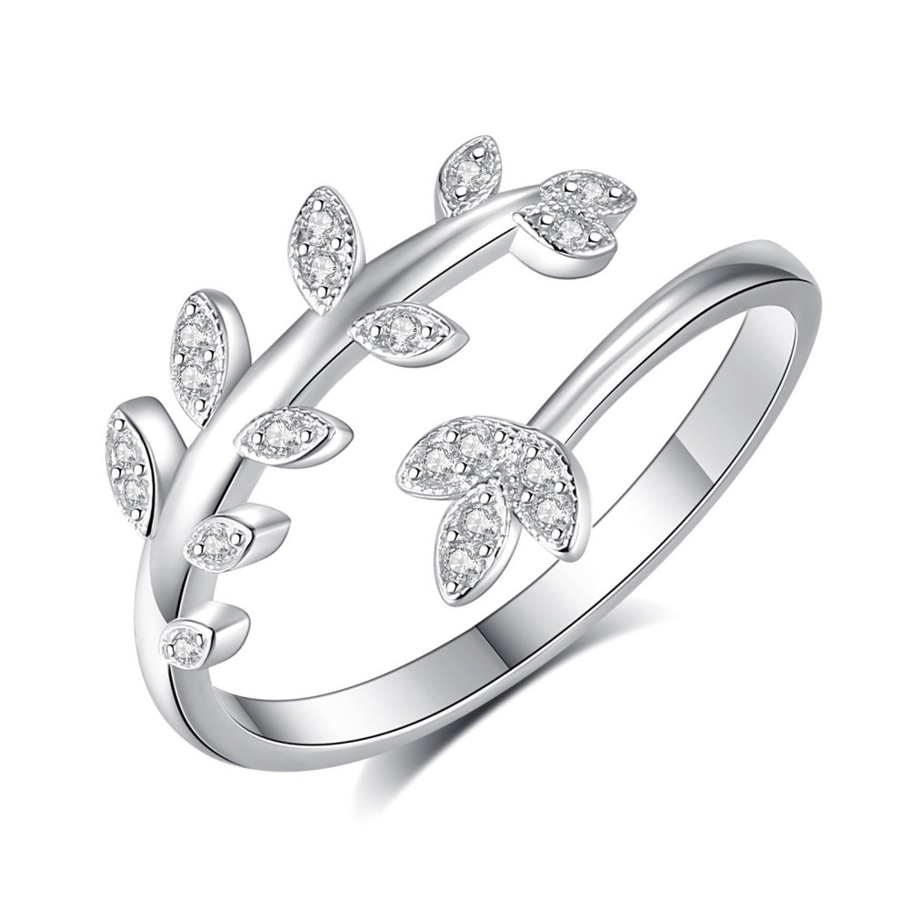 925 Sterling Silver Leaf-Inspired Adjustable Ring