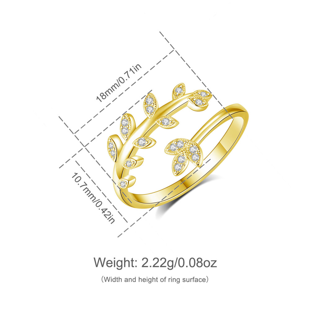 Nature-Inspired 18K Gold Plated Leaf Ring