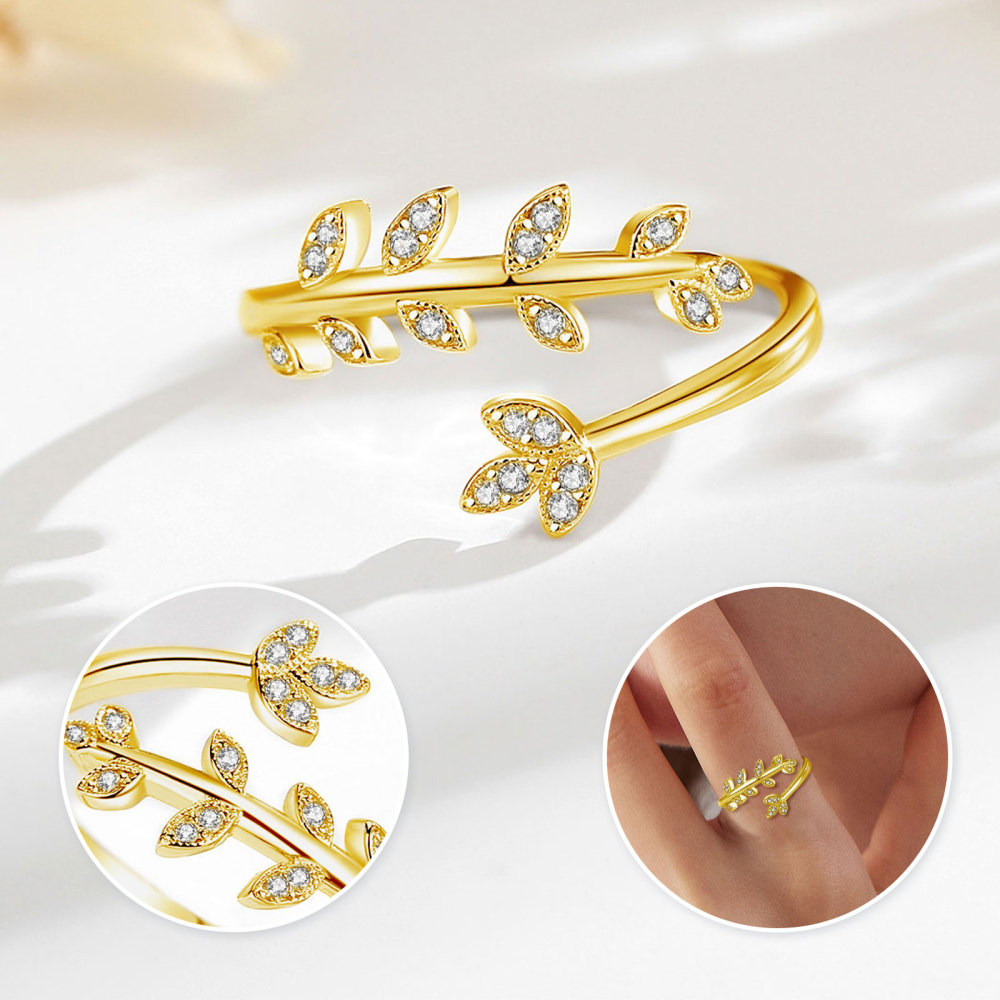 Nature-Inspired 18K Gold Plated Leaf Ring