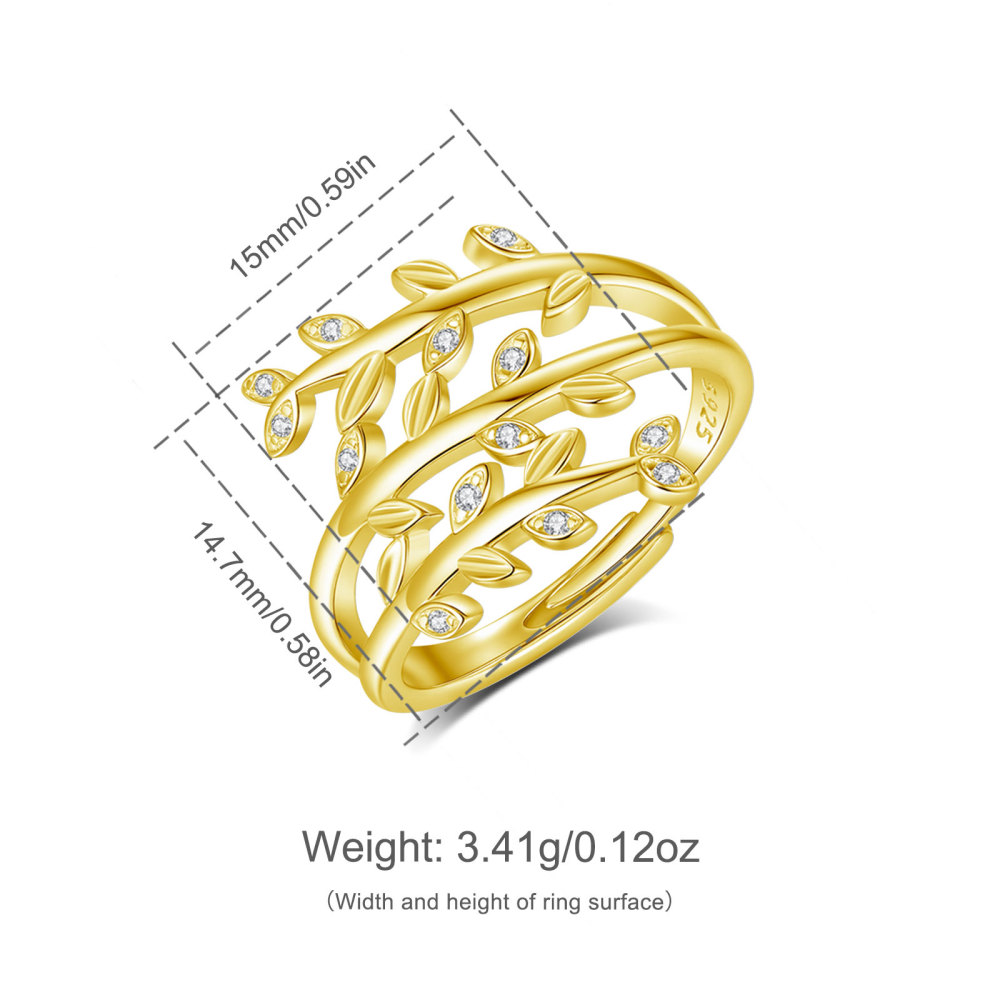 18K Gold Plated Nature's Elegance Leaf Ring