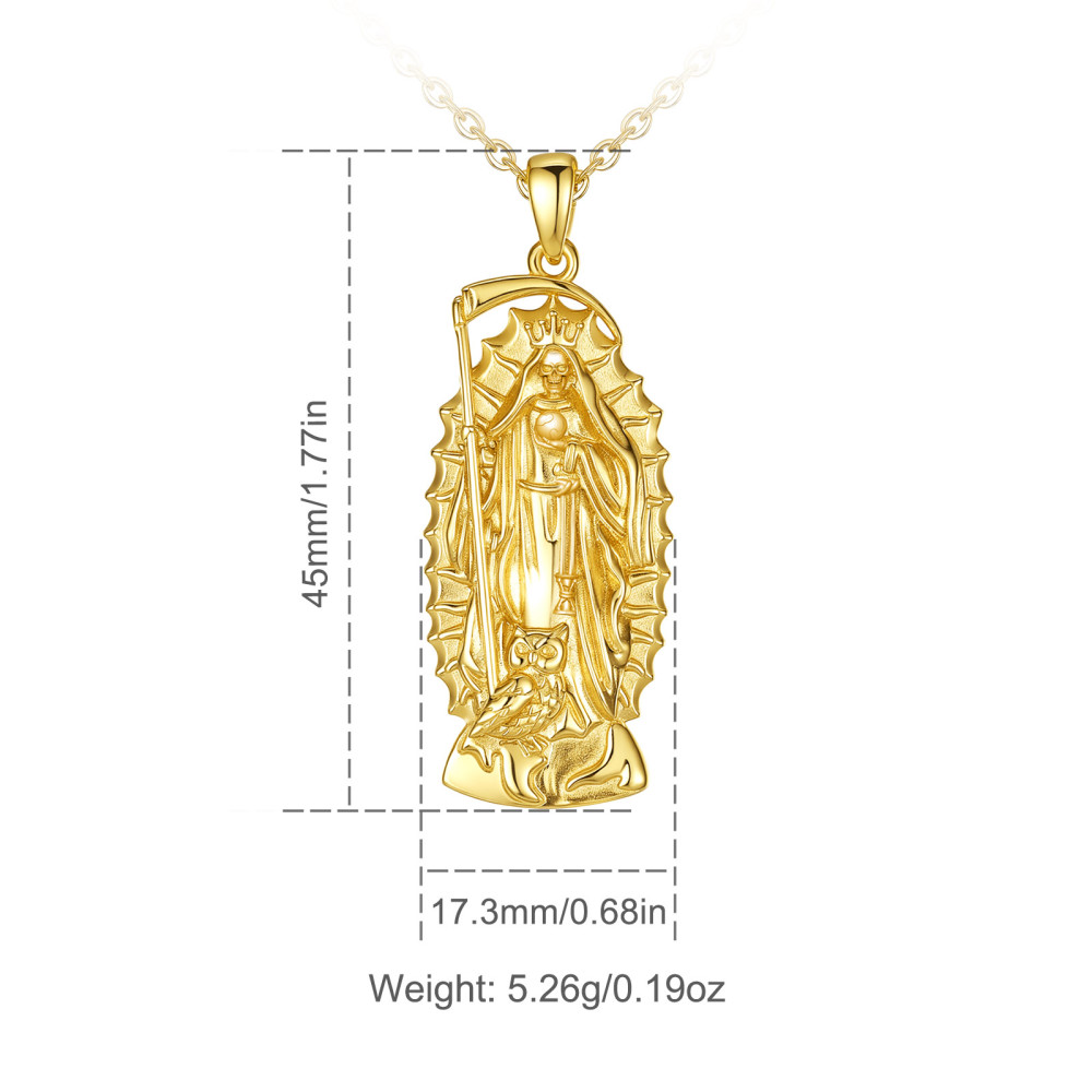 18K Gold-Plated 925 Sterling Silver Santa Muerte Pendant
