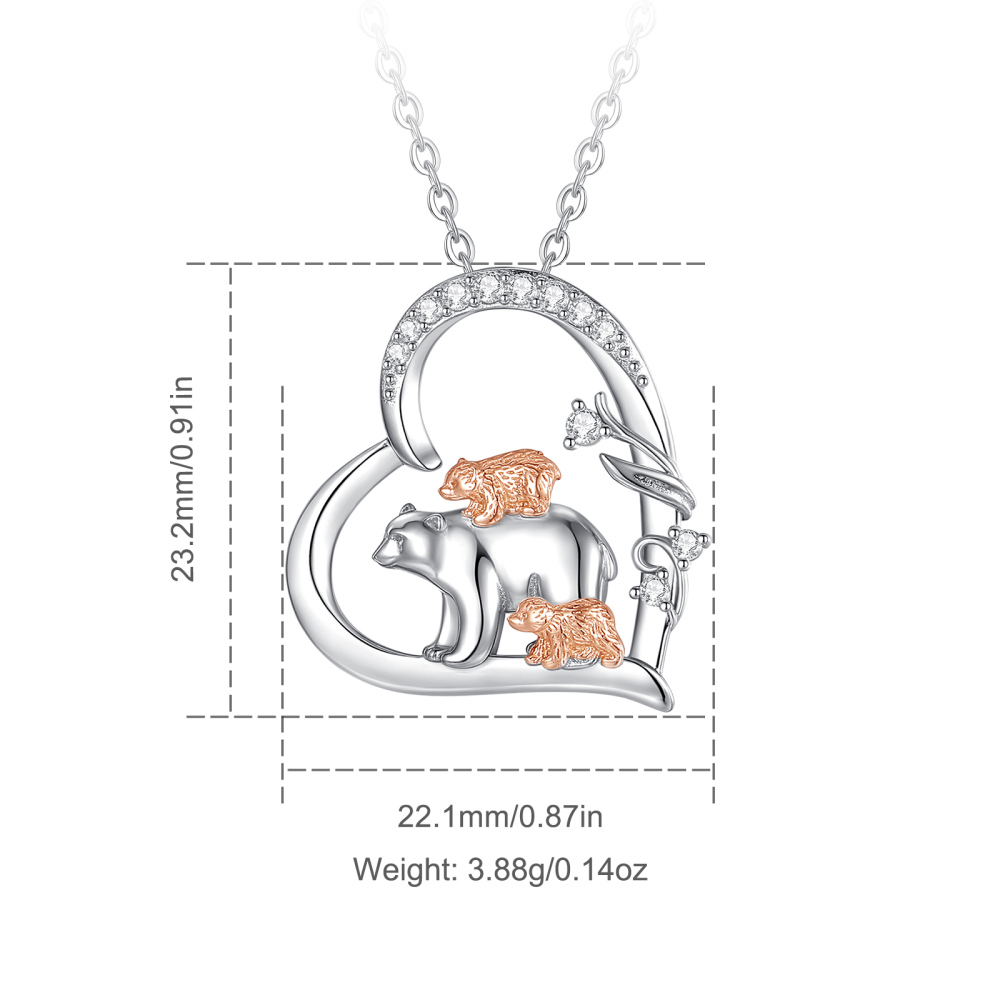 Mother's Day Gifts 925 Sterling Silver Mama and Baby Bears Pendant