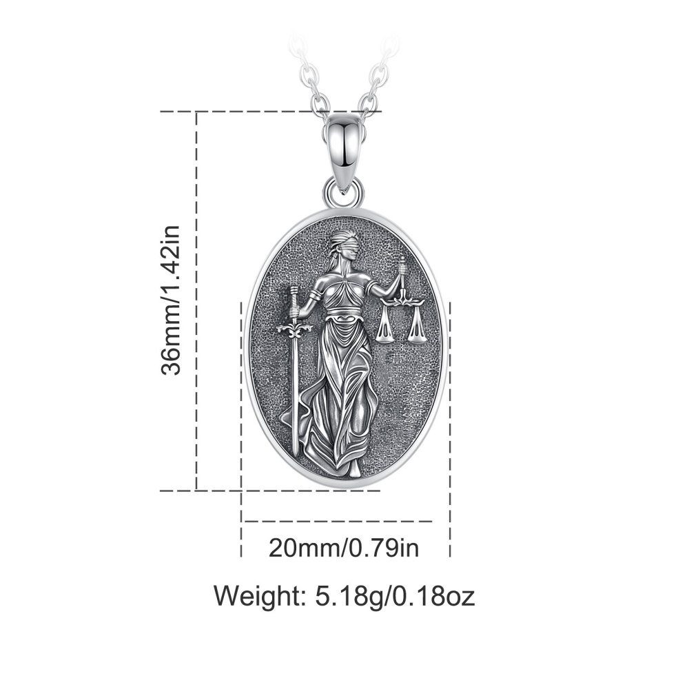 925 Sterling Silver Oxidized Necklace with Scales of Justice
