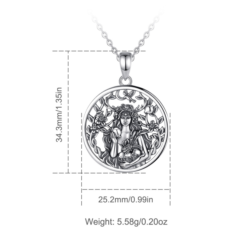 925 Sterling Silver Circular Persephone Goddess Pendant