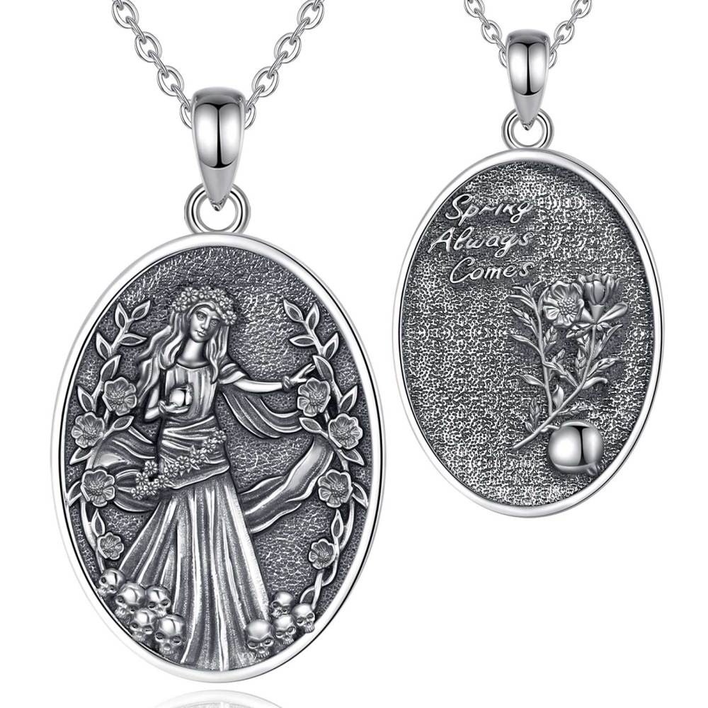925 Sterling Silver Double-Sided Persephone Goddess Pendant