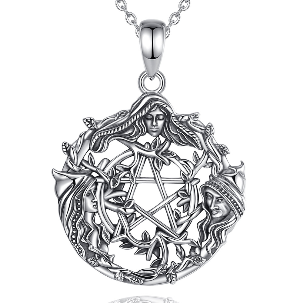 Wholesale 925 Sterling Silver Hecate Triple Moon Goddess Pendant