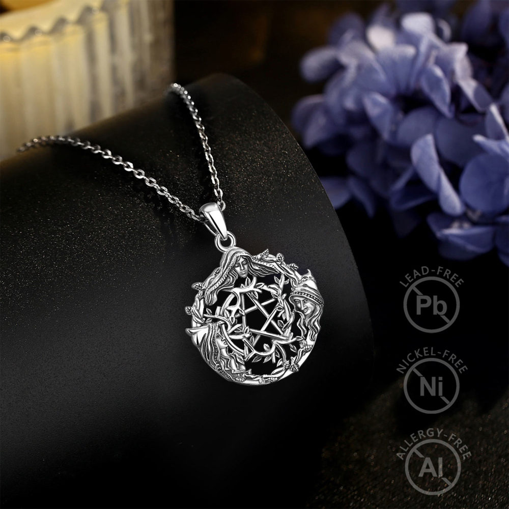 Wholesale 925 Sterling Silver Hecate Triple Moon Goddess Pendant