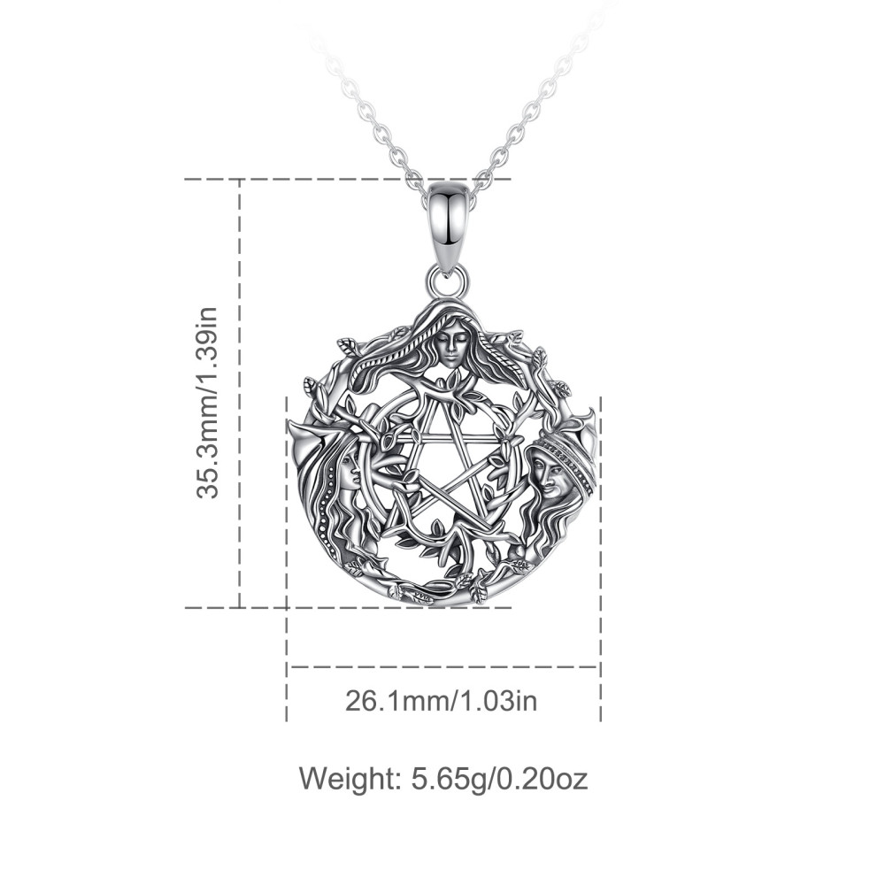 Wholesale 925 Sterling Silver Hecate Triple Moon Goddess Pendant