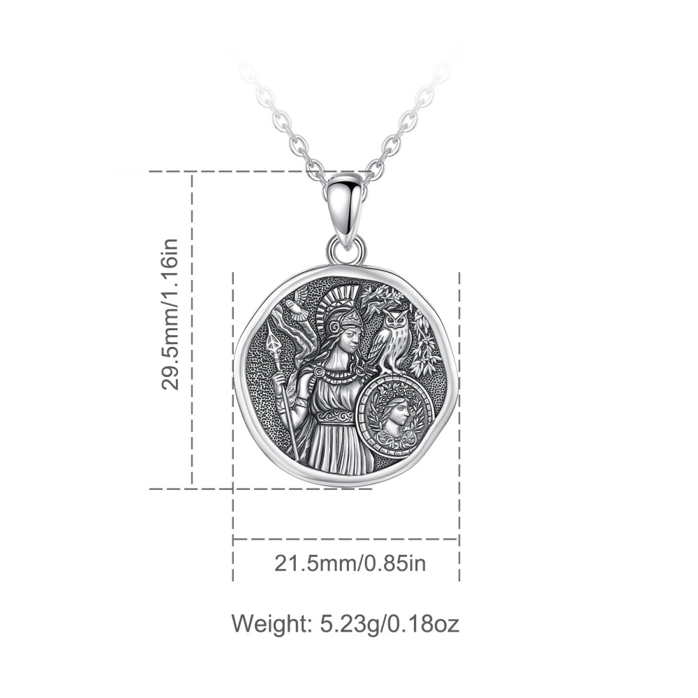 925 Sterling Silver Vintage Oxidized Athena Goddess Pendant