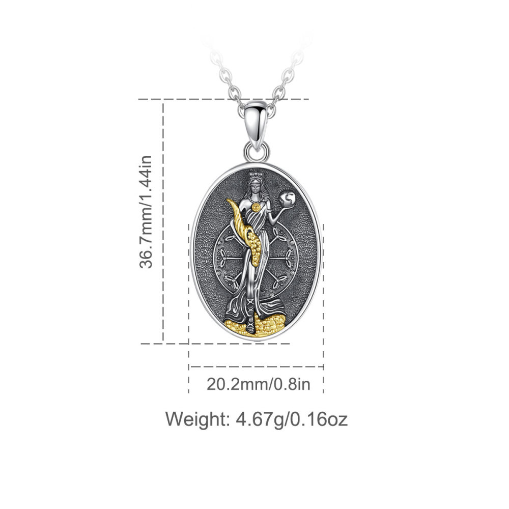 925 Sterling Silver Vintage Oxidized Fortuna Goddess of Fortune Pendant