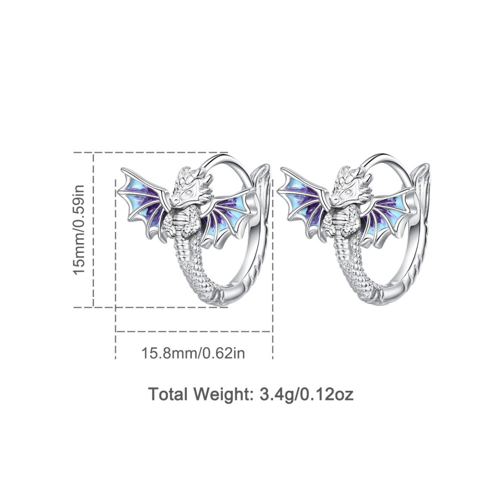Wholesale 925 Sterling Silver Rhodium-Plated Dragon Hoop Earrings