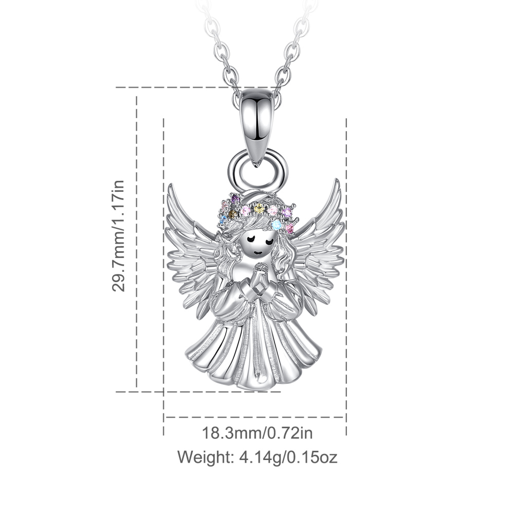 Praying Angel Pendant Necklace with Multicolor Zircon