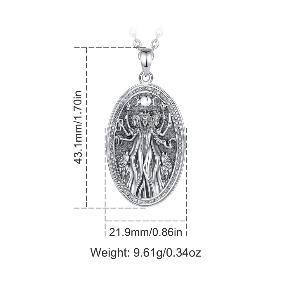 925 Sterling Silver Oxidized Triple Moon Goddess Necklace – Wiccan Pagan Amulet Pendant Wholesale