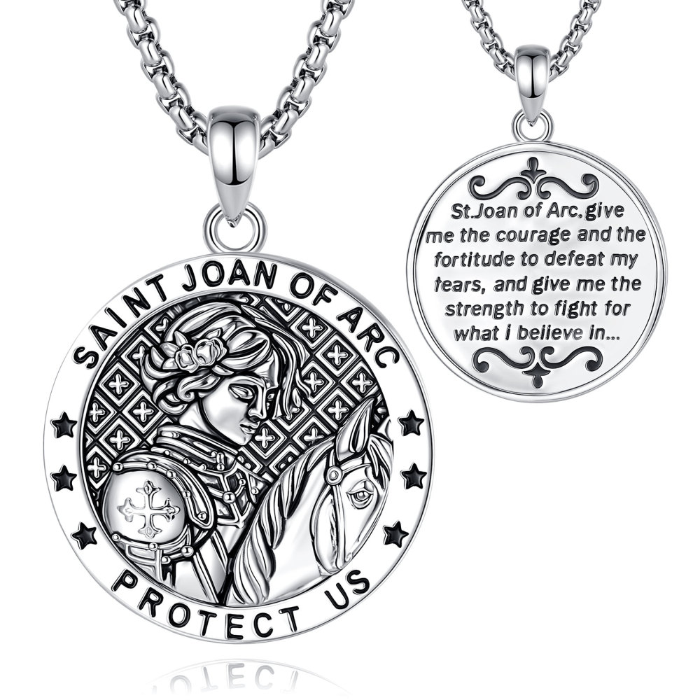 Inspirational Devotional Jewelry St. Joan of Arc Courage Medallion Pendant