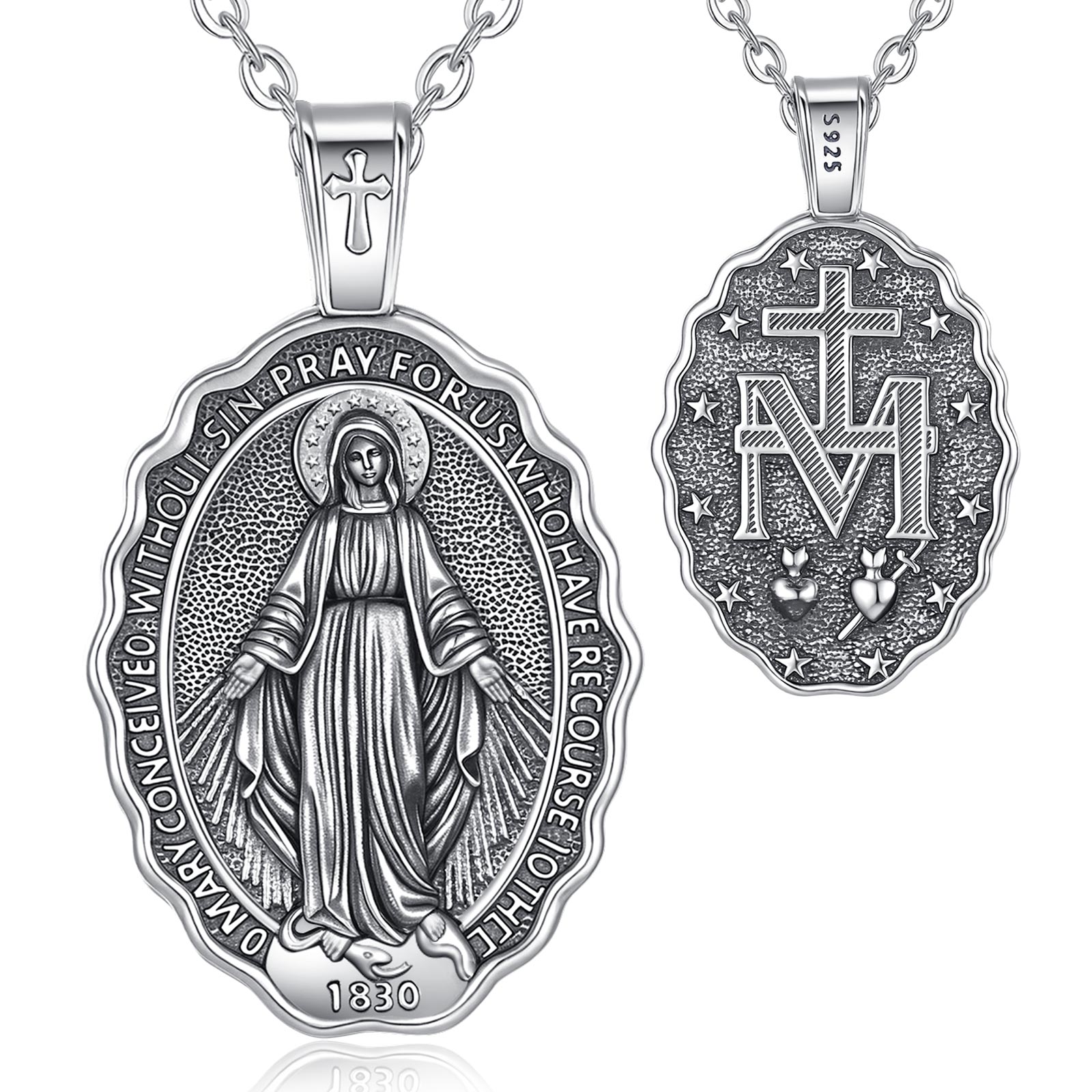 Virgin Mary 925 silver saint medal