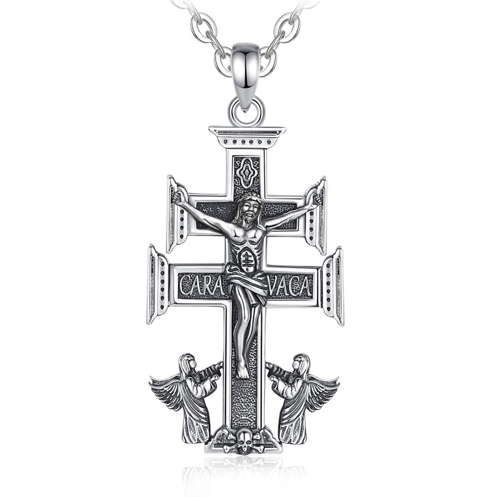 925 Sterling Silver Caravaca Cross Pendant with Oxidized Finish