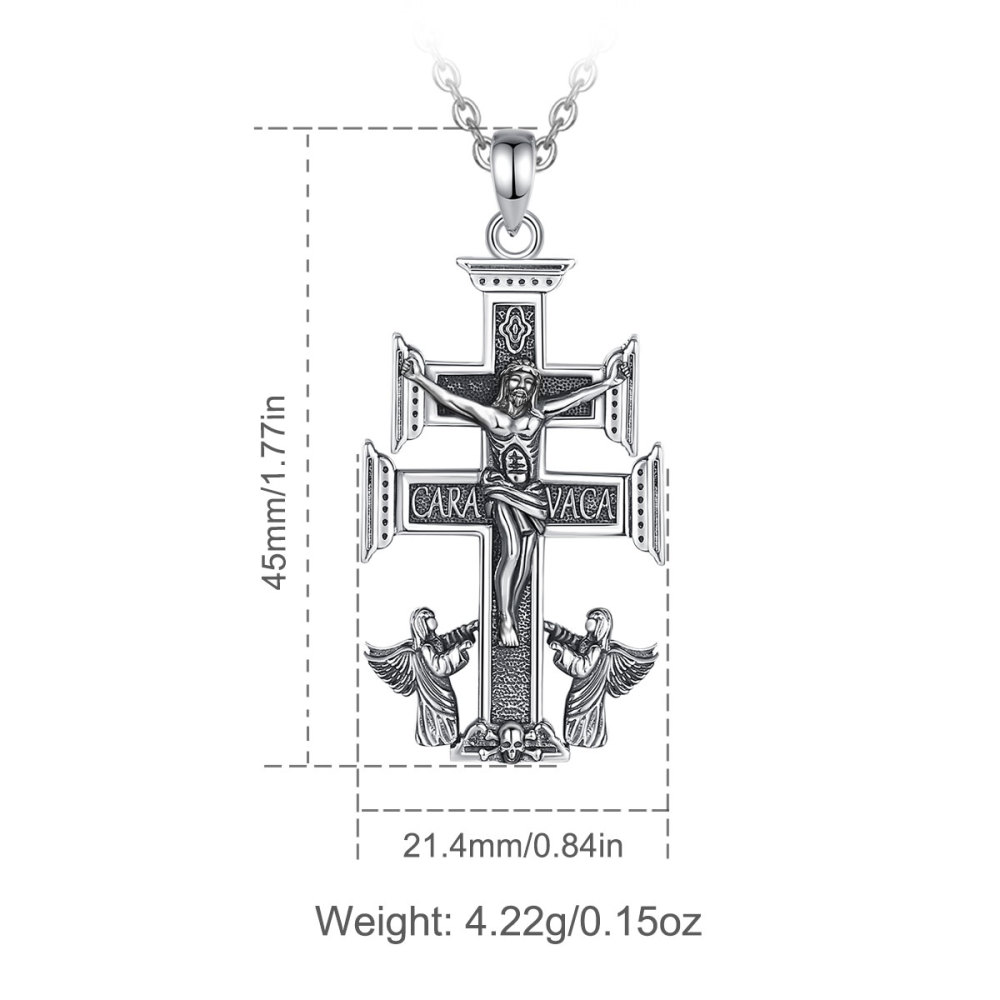 925 Sterling Silver Caravaca Cross Pendant with Oxidized Finish