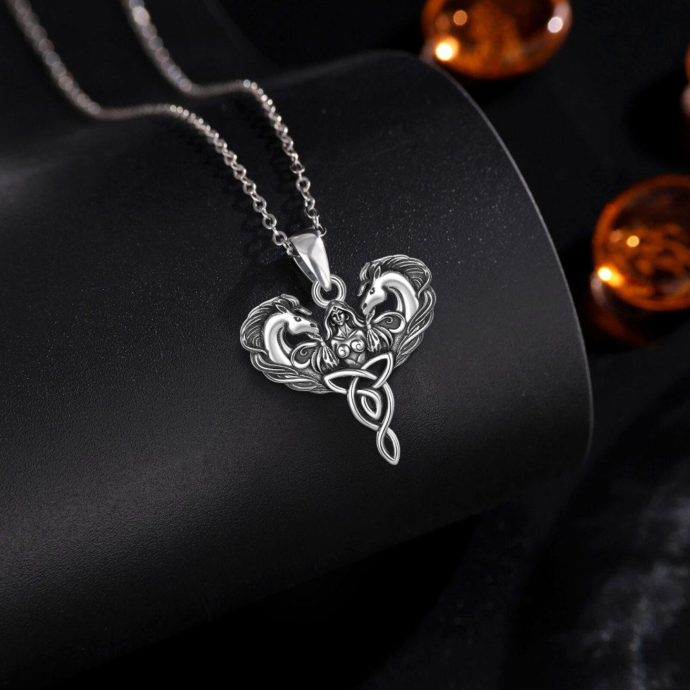 925 Sterling Silver Irish Celtic Horse & Girl Pendant