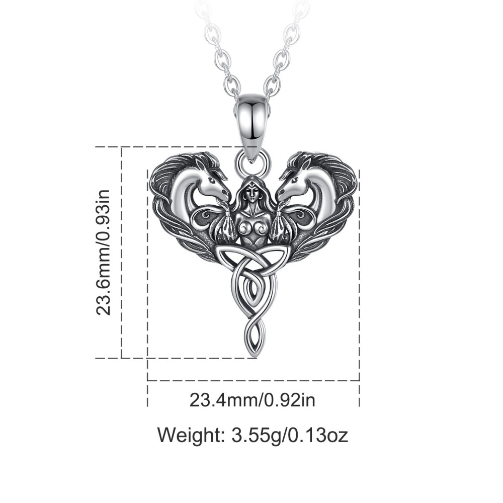 925 Sterling Silver Irish Celtic Horse & Girl Pendant