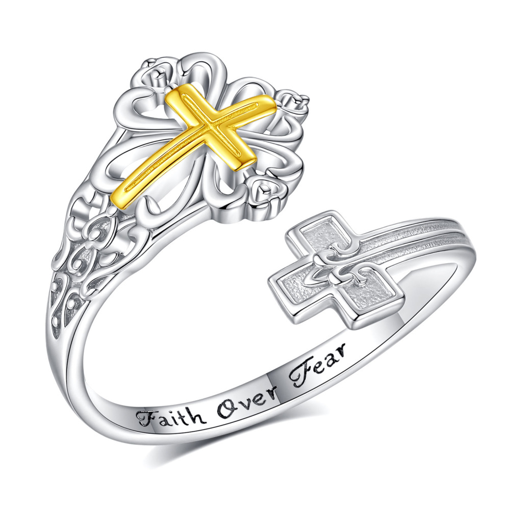 925 Sterling Silver Religious Jewelry Cross Faith Rings