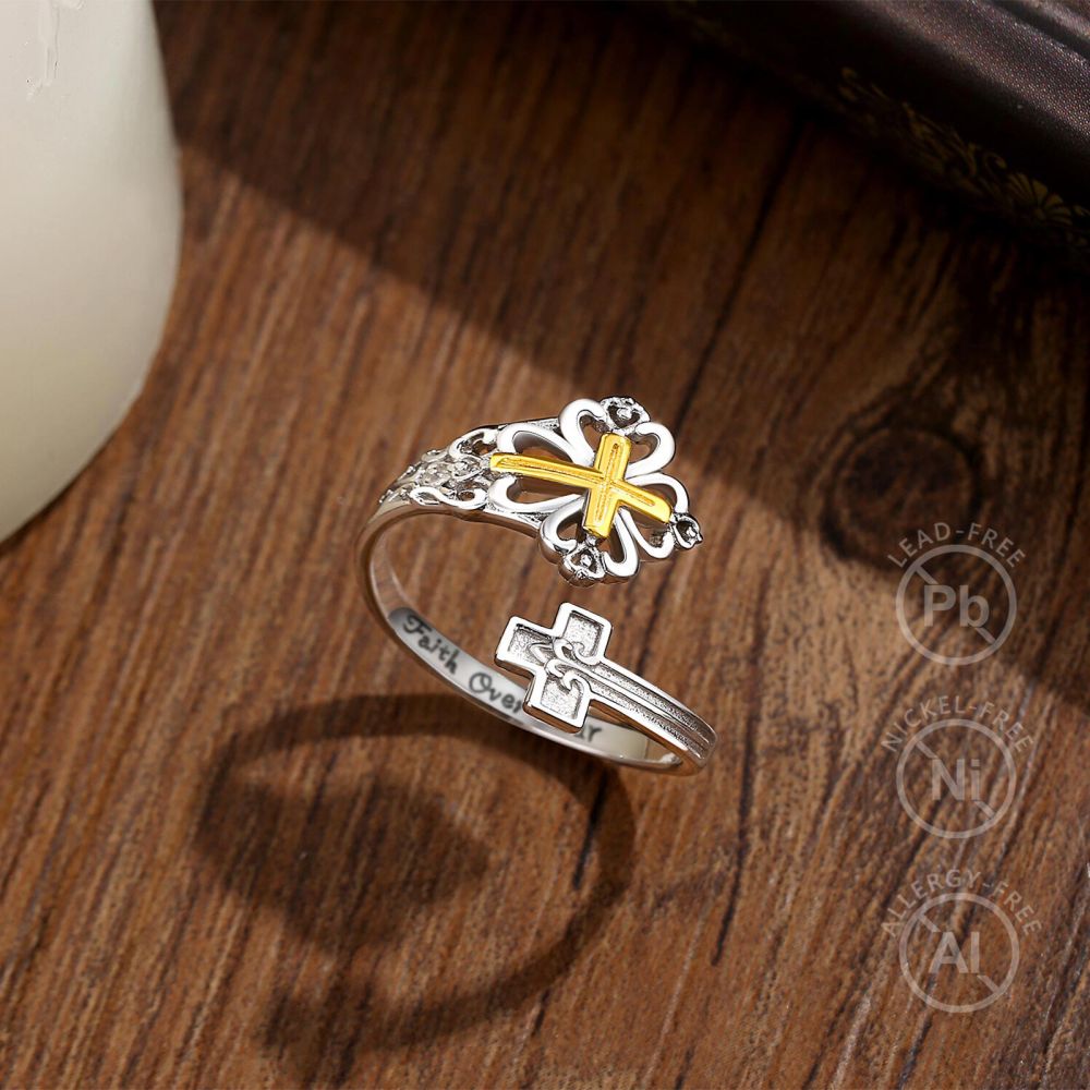 925 Sterling Silver Religious Jewelry Cross Faith Rings