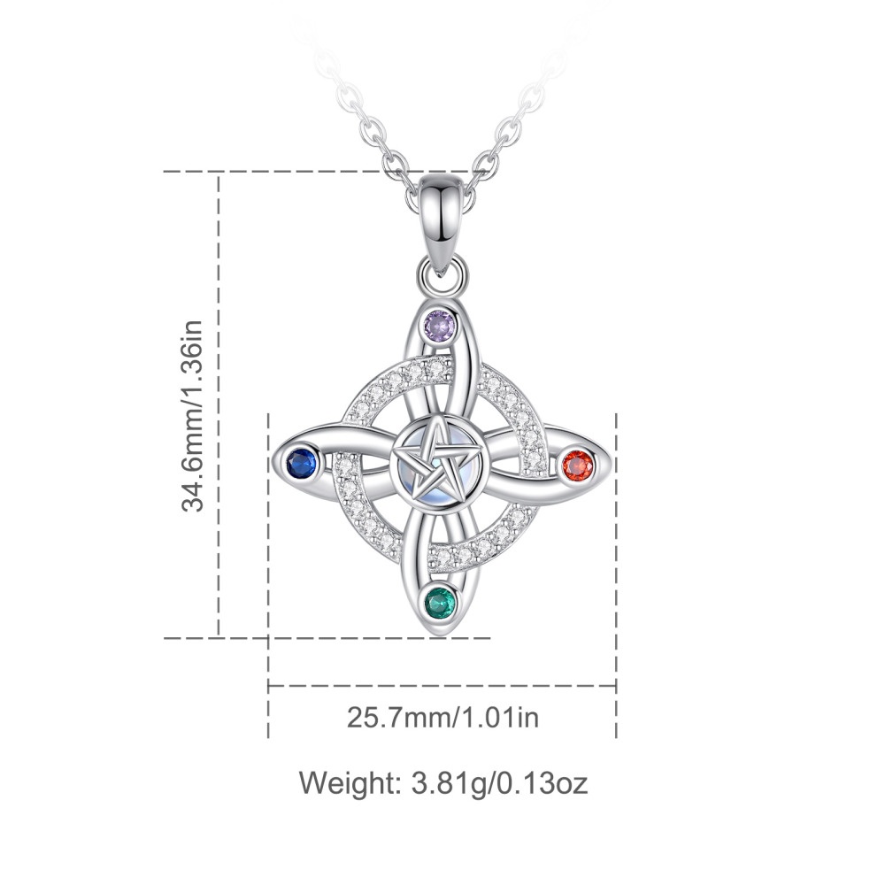 925 Sterling Silver Witches Knot Five Element Pendant