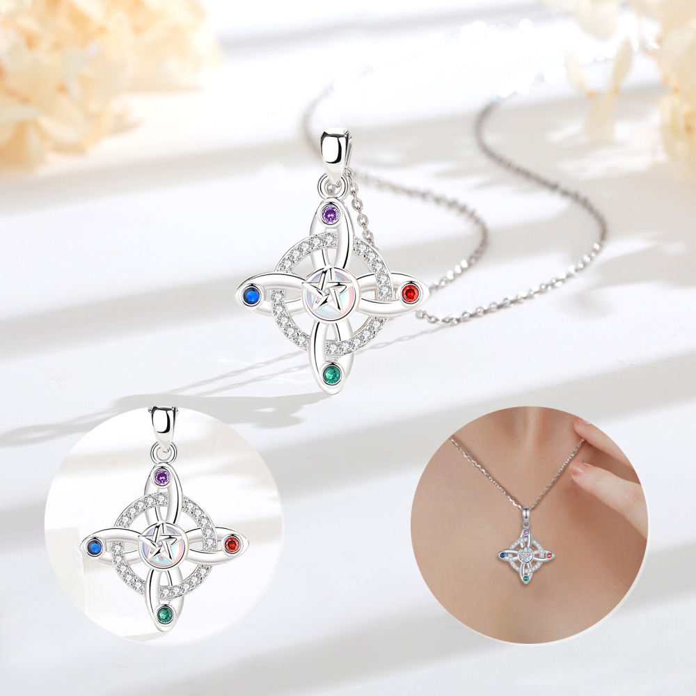 925 Sterling Silver Witches Knot Five Element Pendant