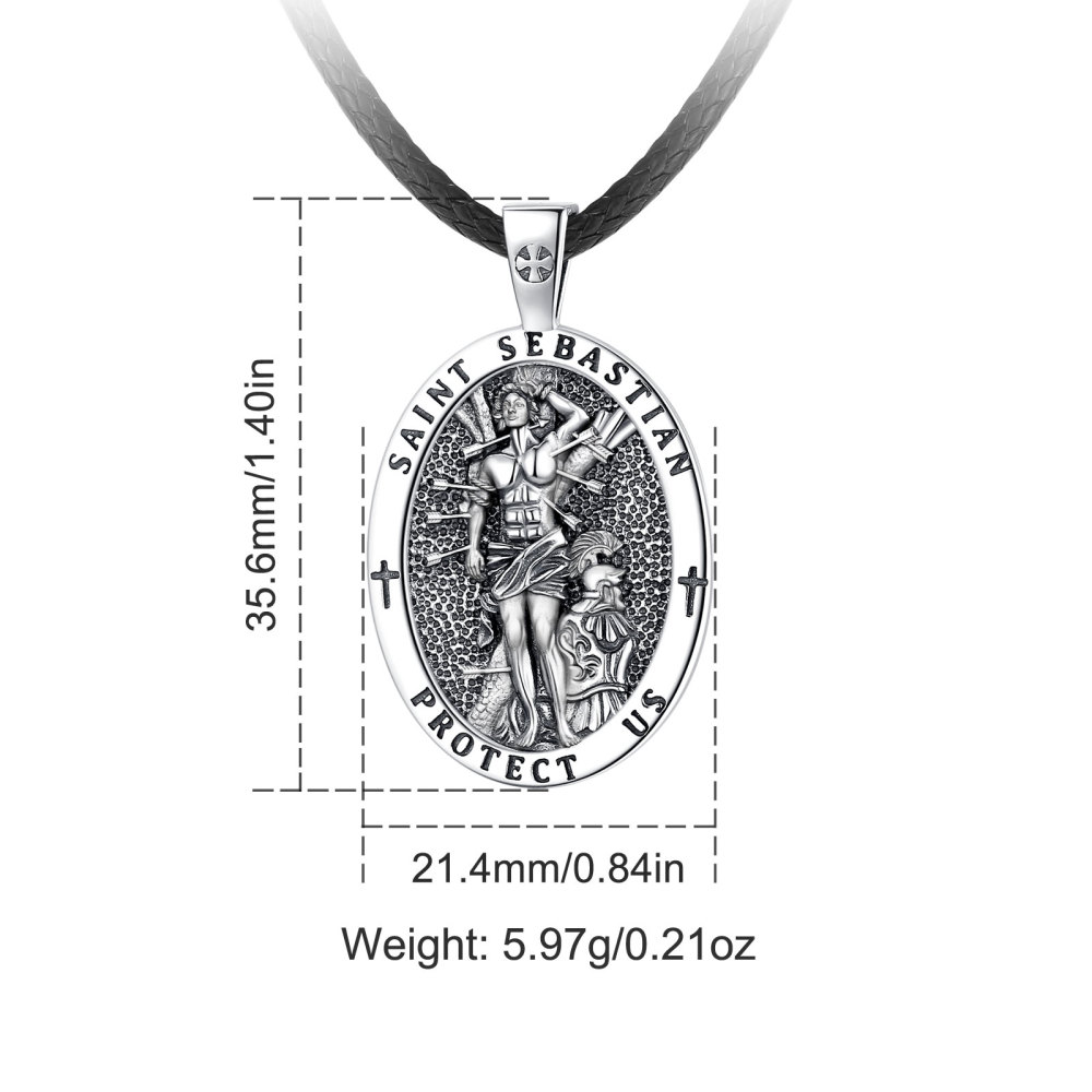 925 Sterling Silver Saint Sebastian Athlete Prayer Pendant
