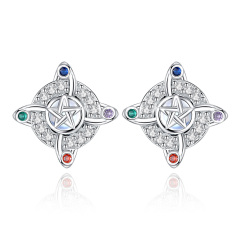 925 Sterling Silver Witches Knot Five Element Stud Earrings