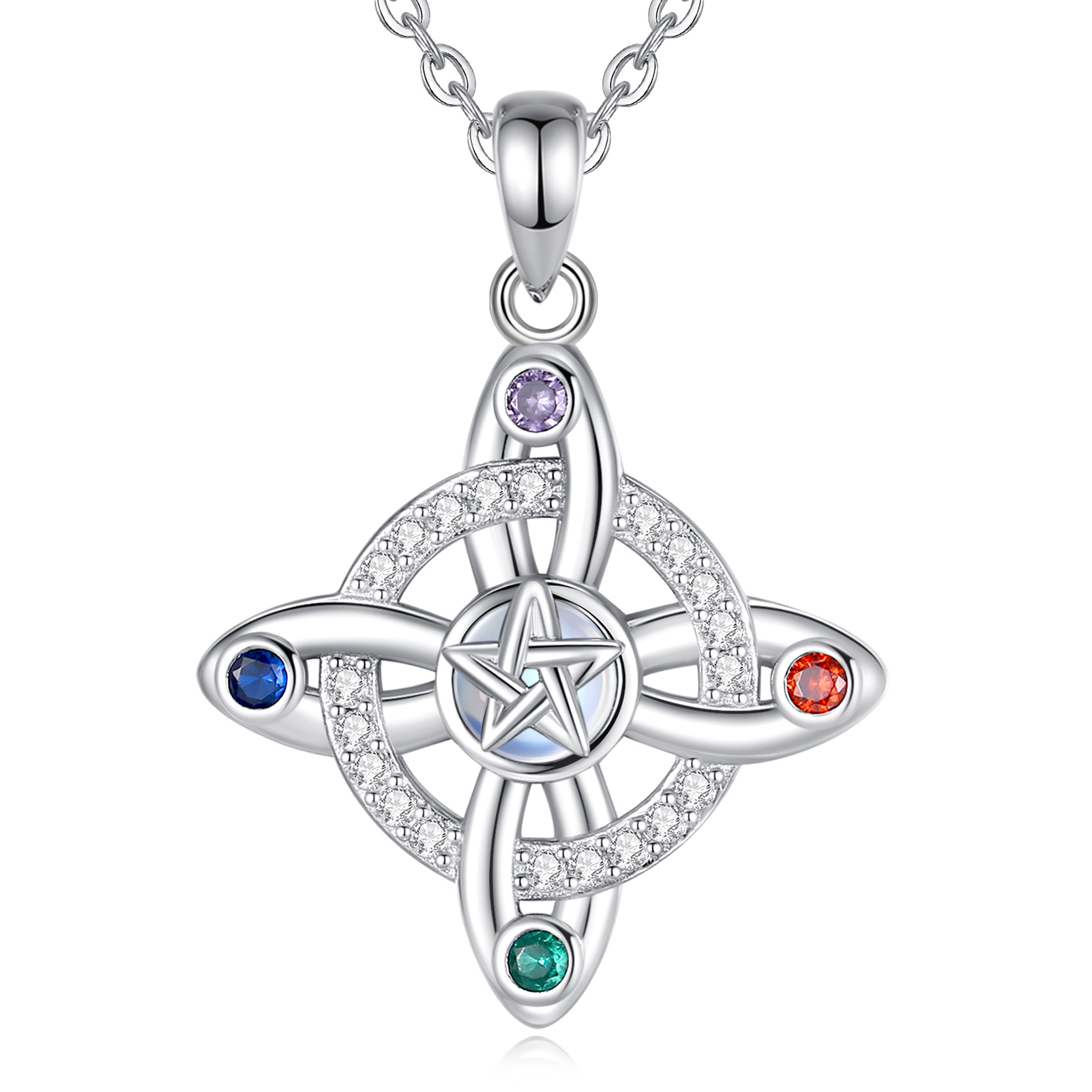 925 Sterling Silver Witches Knot Five Element Pendant