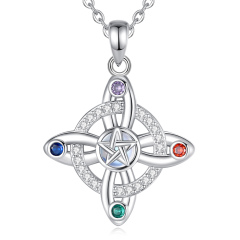 925 Sterling Silver Witches Knot Five Element Pendant