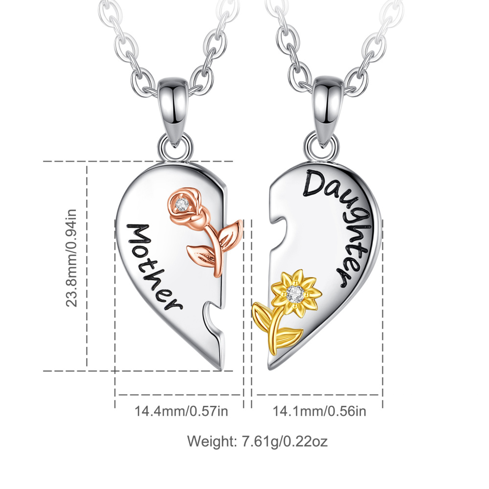 Mother Daughter Puzzle Heart Necklace Set