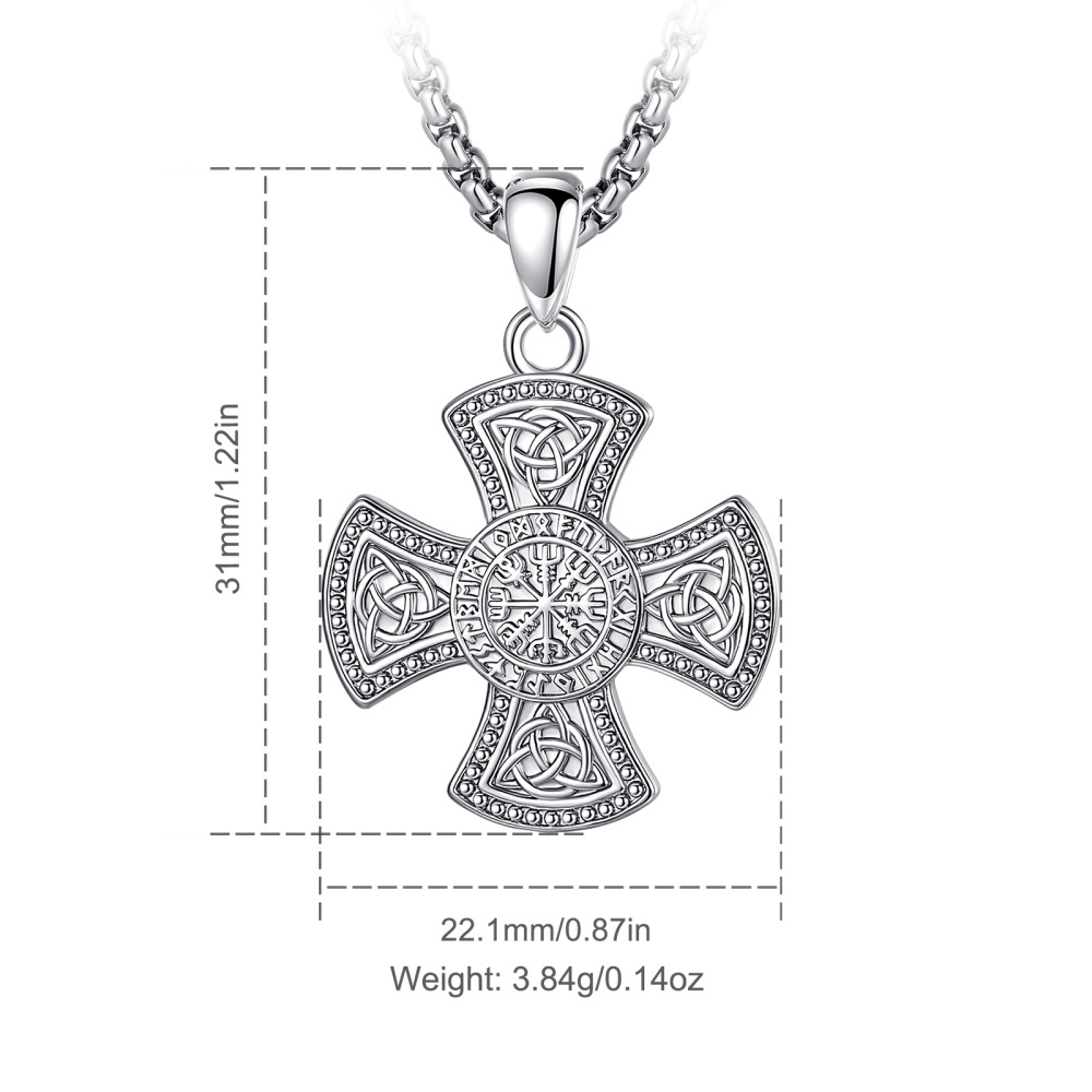 Triquetra Celtic Cross Vegvisir Pendant Necklace
